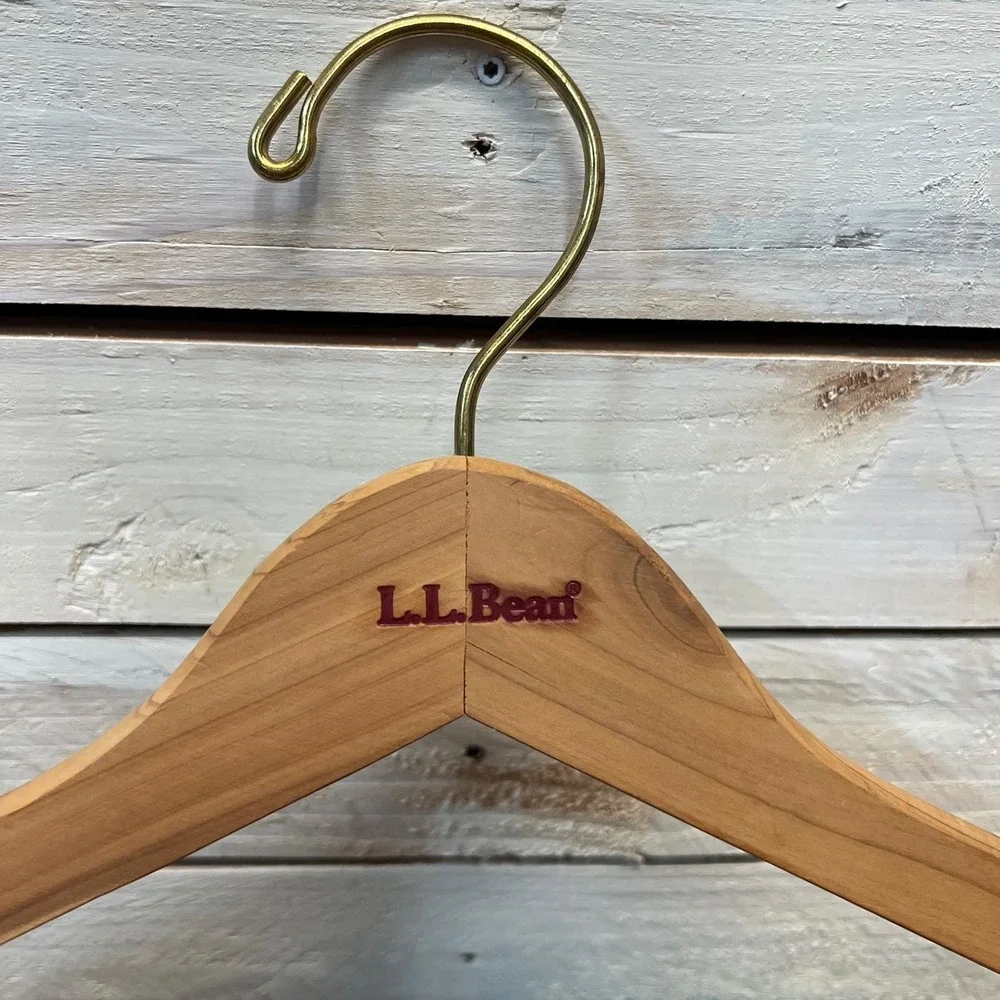 L.L. Bean Brown Cedar Wood Suit Hangers Brass Clips Vintage Set of 2 OS